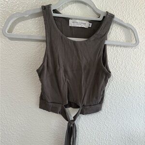 Gray Tie-Front Crop Top